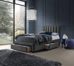 Кровать HALMAR GRACE 120 с ящиками, серый бархат реальная фотография