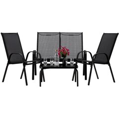 Набор садовой мебели (столик+2 кресла+диван) NATAN Mebel Elite Черный реальная фотография