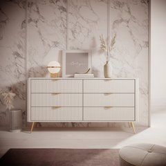 Комод Perfect Home Ланте/Lante с 6 ящиками и золотыми ножками 6S/163 Беж реальная фотография