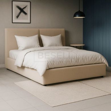 Кровать MARSYLIA Mebel Elite 140х200 вельветовая бежевая с контейнером реальная фотография