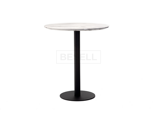 Барный стол BT-01 Vetro 80x80 Белый Мрамор / Черный реальная фотография