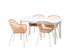 Столовий комплект STRANDTORP / NILSOVE IKEA Білий / Ротанг жива фотографія