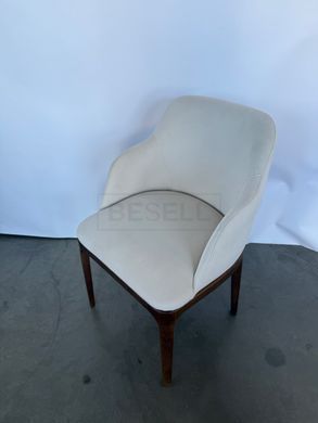 Стул NEAPOL Velvet Bonsso Кремовый / Дерево реальная фотография