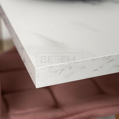 Стол раскладной MEBEL ELITE CLARK 120(160)х80 см Белый мрамор реальная фотография