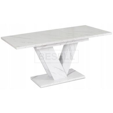 Стол раскладной MEBEL ELITE CLARK 120(160)х80 см Белый мрамор реальная фотография