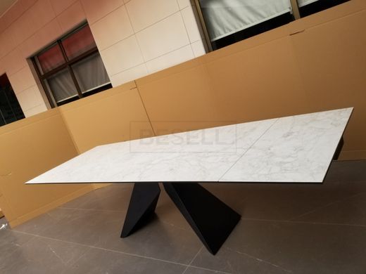 Стол Обеденный SAPPHIRE FROZEN RIVER Concepto 200(300)x100 Керамика Светло Серый/Черный реальная фотография