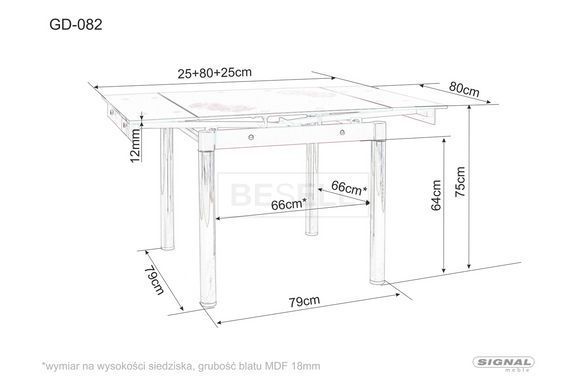 Стіл GD-082 Signal 80(131)x80 Білий Ефект Мармуру / Чорний мат жива фотографія