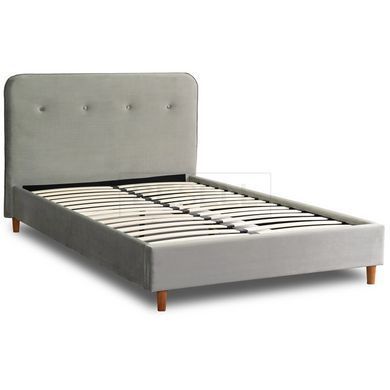 Кровать бархатная  DENNIS Velvet  Mebel Elite 120x200 Светло Серый реальная фотография