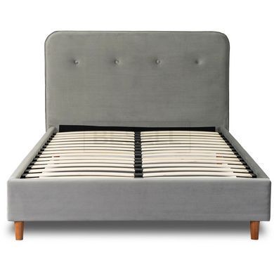 Кровать бархатная  DENNIS Velvet  Mebel Elite 120x200 Светло Серый реальная фотография
