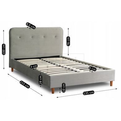 Кровать бархатная  DENNIS Velvet  Mebel Elite 120x200 Светло Серый реальная фотография