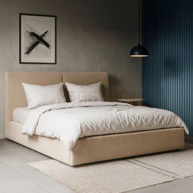Ліжко MARSYLIA Mebel Elite 180x200  вельветове бежеве з контейнером жива фотографія