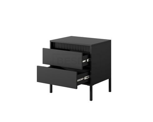 Тумба прикроватная Perfect Home Сенсо / Senso 2S/53 с 2 ящиками Черный реальная фотография