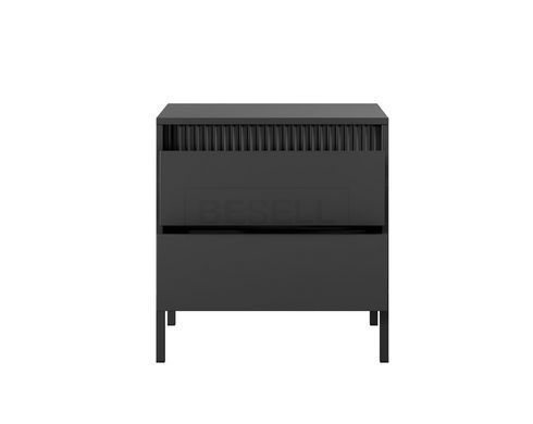 Тумба прикроватная Perfect Home Сенсо / Senso 2S/53 с 2 ящиками Черный реальная фотография