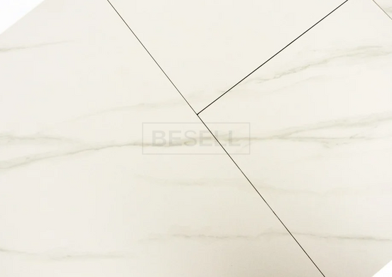 Стол раскладной DETROIT CERAMIC Intarsio 140(180)x80 Белый Эффект Мрамора реальная фотография