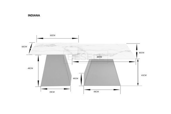 Комплект журнальных столиков INDIANA Intarsio 80x80 Белый глянец/Черный реальная фотография