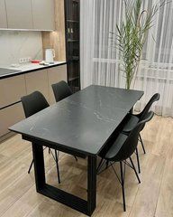 Стіл Обідній D77 КЕРАМІКА Nero Marquina Італія ST 180(240)х90 см Чорний жива фотографія
