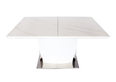 Стол раскладной DETROIT CERAMIC Intarsio 160(200)x90 Белый Эффект Мрамора реальная фотография
