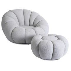 М'яке крісло з підставкою MEBEL ELITE PETTIT Сірий / букле