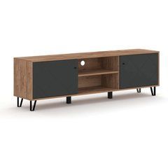 ТВ Тумба MEBEL ELITE BACARDI 183 Дуб Крафт Табако / Графит реальная фотография