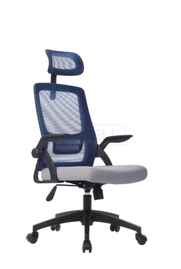 Компьютерное кресло CLAUS Intarsio Синее Серое Черный Каркас реальная фотография
