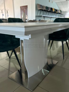 Стіл розкладний DETROIT CERAMIC Intarsio 160(200)x90 Білий Ефект Мармуру жива фотографія