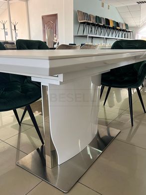 Стіл розкладний DETROIT CERAMIC Intarsio 160(200)x90 Білий Ефект Мармуру жива фотографія