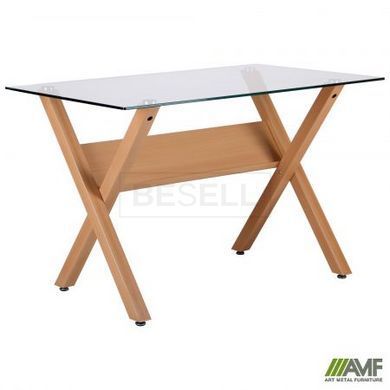 Cтол обеденный Maple AMF 120X70 Dark Beech / Скло Прозоре реальная фотография