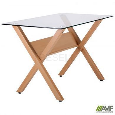 Cтол обеденный Maple AMF 120X70 Dark Beech / Скло Прозоре реальная фотография