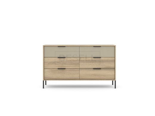 Комод Perfect Home Летто / Letto 6S/153 с 6 ящиками Дуб терра черный/серый каменный реальная фотография