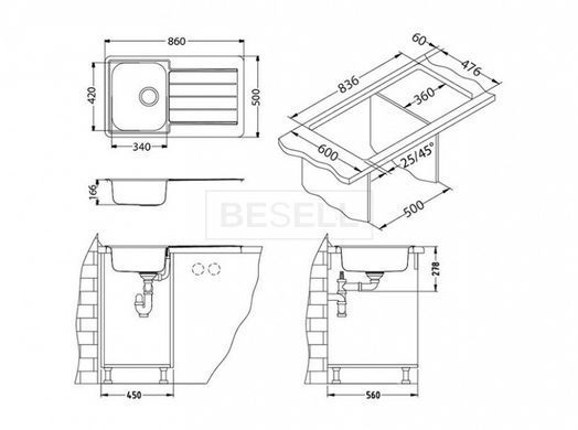 Кухонная мойка LINE 20 Alveus 86x50x16 Декор