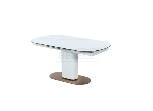 Стол раскладной TML-828 VETRO 160(200)x90 Белый Мрамор / Золото реальная фотография