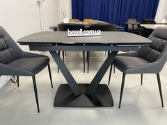 Стіл розкладний ELVI BLACK MARBLE Concepto 120(180)x80 Кераміка Матовий Чорний жива фотографія