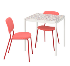 Столовий комплект MELLTORP / KARLJAN IKEA Біла мозаїка / Червоний жива фотографія