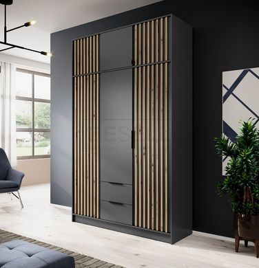 Тумба-надставка Perfect Home Нелли / Nelly 4D 4-дверная Графит/дуб артизан реальная фотография