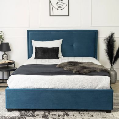 Кровать двуспальная бархатная MEBEL ELITE ANDRE Velvet 140x200 Синий реальная фотография