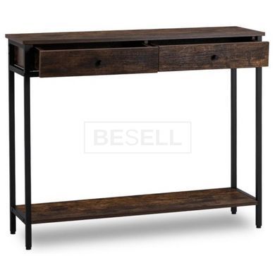 Консоль для прихожей MEBEL ELITE EVERLY с ящиками 100 см с полкой дуб рустик/черный реальная фотография