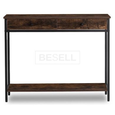 Консоль для прихожей MEBEL ELITE EVERLY с ящиками 100 см с полкой дуб рустик/черный реальная фотография