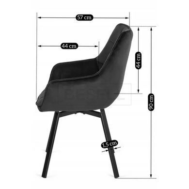 Стул поворотный LUNA Velvet Mebel Elite Черный реальная фотография