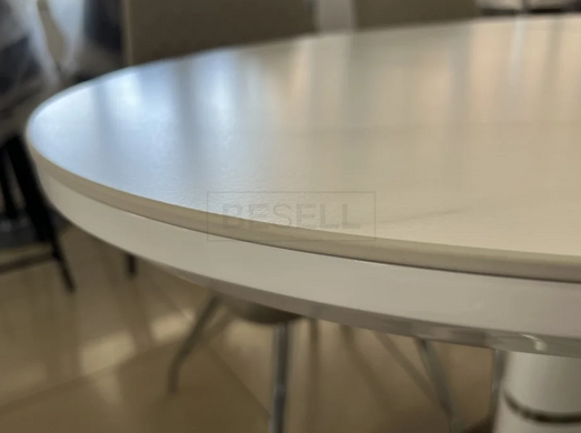 Стол раскладной SANREMO CERAMIC Intarsio 140(180)x80 Белый Эффект Мрамора реальная фотография
