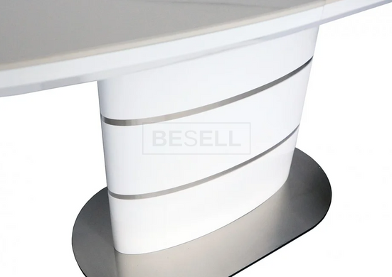 Стол раскладной SANREMO CERAMIC Intarsio 140(180)x80 Белый Эффект Мрамора реальная фотография