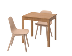 Столовый комплект EKEDALEN / ODGER IKEA Дуб/Белая береза реальная фотография