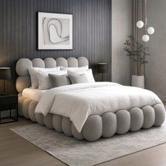 Ліжко ANKARA Mebel Elite 140x200  Boucle Grey з контейнером жива фотографія