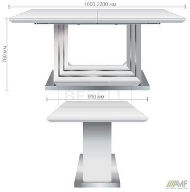 Стіл обідній Camelia AMF 160 (220) X90 Білий жива фотографія