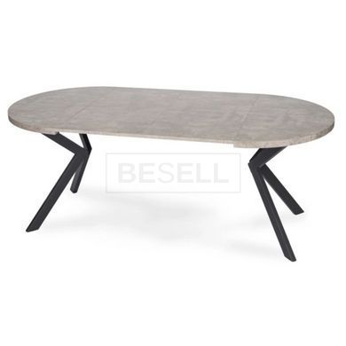 Стіл розкладний MEBEL ELITE DORIAN 80(160)х80 см  бетон / чорний жива фотографія