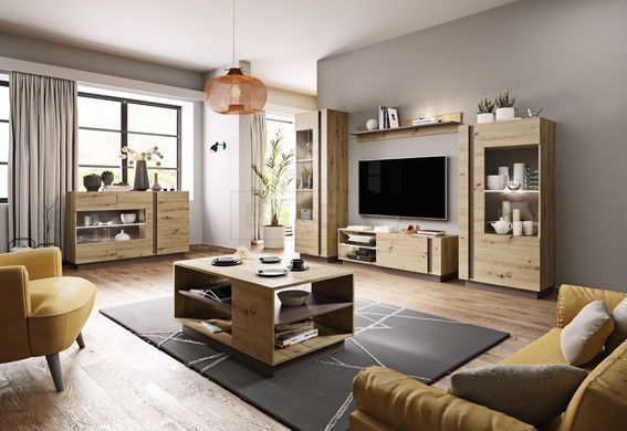 Вітрина низька Perfect Home Арко / Arco 1-дверна 1D1W/72 Дуб артизан/графіт жива фотографія
