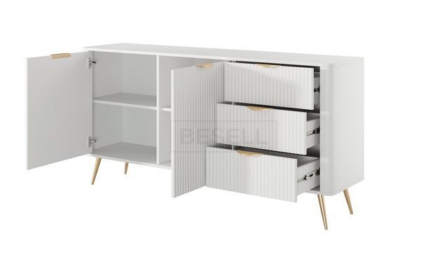 Комод Perfect Home Ланте/Lante 2-дверный с 3 ящиками и золотыми ножками 2D3S/163 Белый реальная фотография