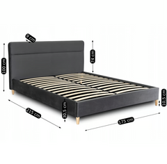 М'яке Ліжко NICEA Velvet Mebel Elite 160x200 см Сірий жива фотографія