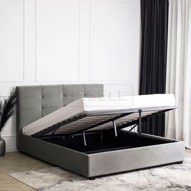 Кровать двуспальная бархатная 140x200 MEBEL ELITE TINGA Velvet Серый реальная фотография