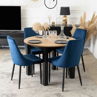 Стілець оксамитовий MEBEL ELITE BARI Темно-синій жива фотографія