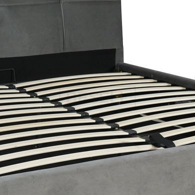 Кровать двуспальная бархатная 140x200 MEBEL ELITE TINGA Velvet Серый реальная фотография